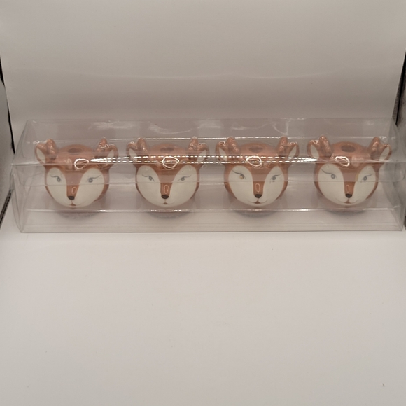 Ceramic Reindeer Taper Candle Holders Set of 4 NIB - Picture 8 of 9